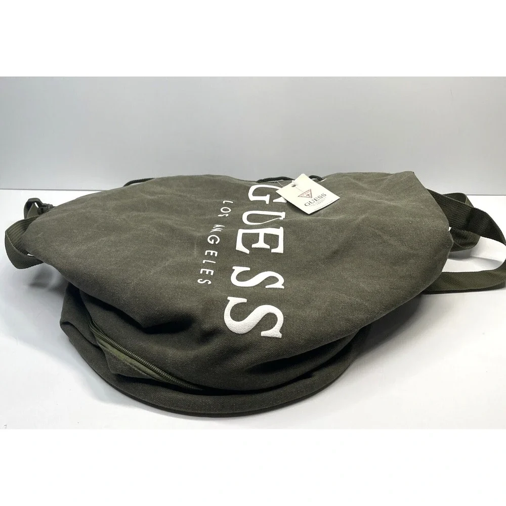 Vintage‎ GUESS Army Green Canvas Travel/Weekend Shoulder Duffel Bag (L)